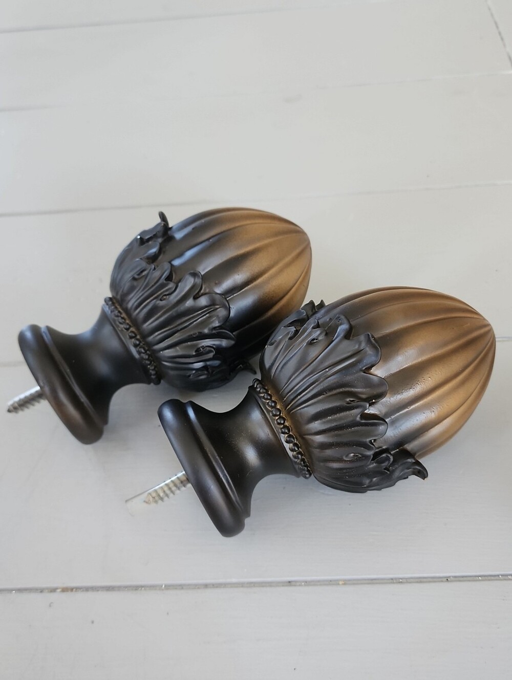 TRAX Acorn Decorative Drapery Hardware Finials Curtain Rod Ends Brown